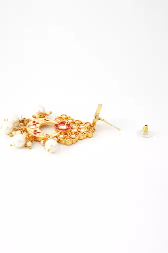 Gold plated traditional meenakari dangler earrings