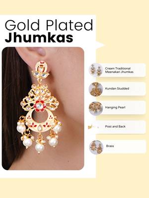 Gold plated traditional meenakari dangler earrings 5