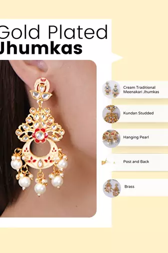 Gold plated traditional meenakari dangler earrings