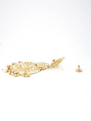 Gold plated traditional kundan studded dangler earrings 4