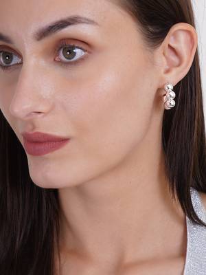 Silver plated sphere delight half hoop earrings 2