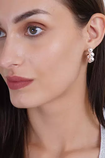 Silver plated sphere delight half hoop earrings