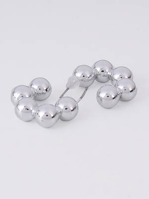 Silver plated sphere delight half hoop earrings 3