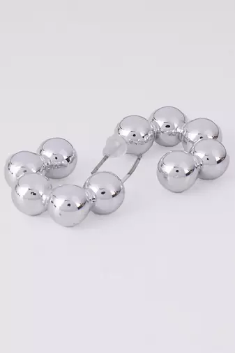 Silver plated sphere delight half hoop earrings