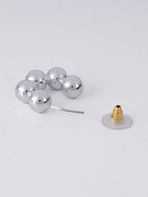 Silver plated sphere delight half hoop earrings 4