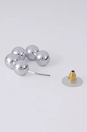 Silver plated sphere delight half hoop earrings