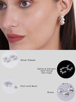 Silver plated sphere delight half hoop earrings 5