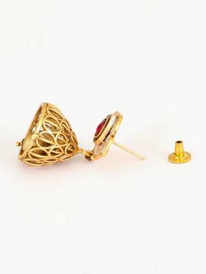 Gold plated traditional stone studded tessel jhumkas 4