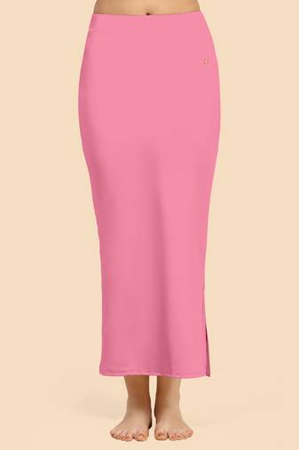 Pink Solid Nylon Soft Petticoat Skirts for Women Saree Shape Wear 