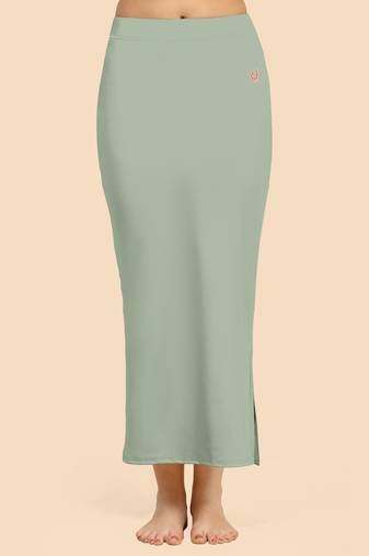 Light Green Solid Nylon Soft Petticoat Skirts for Women Saree Shape Wear 