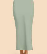 Light Green Solid Nylon Soft Petticoat Skirts for Women Saree Shape Wear 