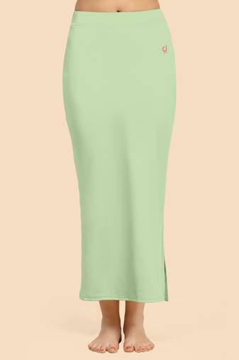 Light Green Plain Nylon Soft Petticoat Skirt Saree Shape Wear for Women