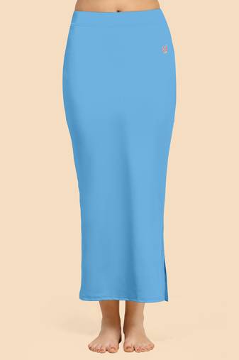 Blue Solid Nylon Soft Petticoat Skirts for Women Saree Shape Wear 