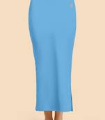 Blue Solid Nylon Soft Petticoat Skirts for Women Saree Shape Wear 