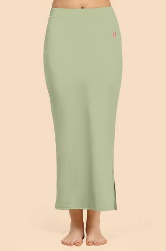 Olive Green Solid Nylon Soft Petticoat Skirts for Women Saree Shape Wear 