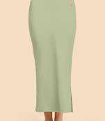 Olive Green Solid Nylon Soft Petticoat Skirts for Women Saree Shape Wear 