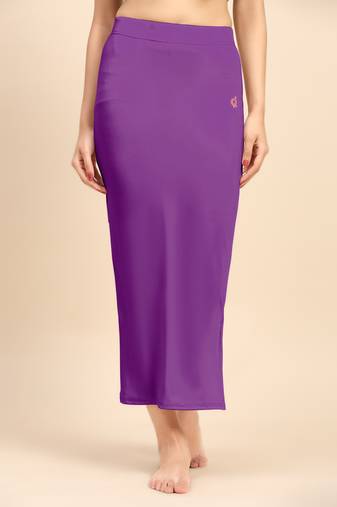 Purple Solid Nylon Soft Petticoat Skirts for Women Saree Shape Wear 