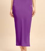 Purple Solid Nylon Soft Petticoat Skirts for Women Saree Shape Wear 