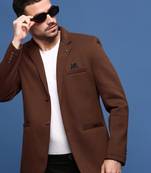men's brown slim fit single-breasted blazer