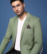men's green slim fit single breasted blazer