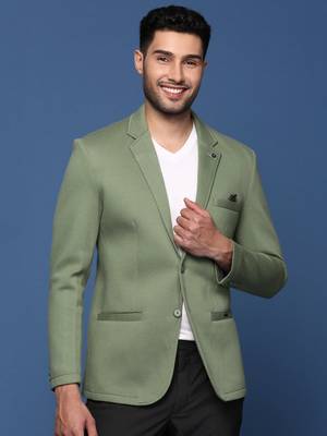 men's green slim fit single breasted blazer 2