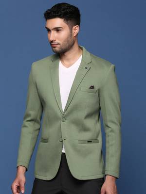 men's green slim fit single breasted blazer 3