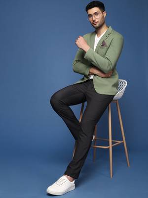 men's green slim fit single breasted blazer 5