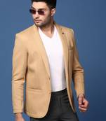 Showoff men's khaki slim fit single breasted blazer