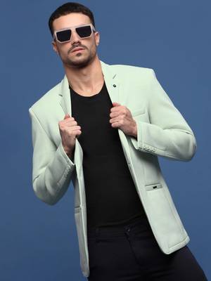 Showoff men's sea green slim fit single-breasted blazer 1