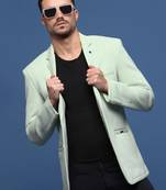 Showoff men's sea green slim fit single-breasted blazer