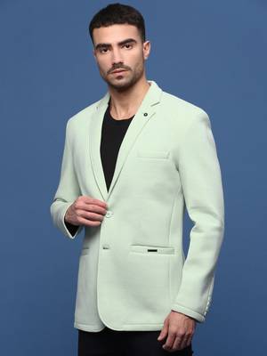 Showoff men's sea green slim fit single-breasted blazer 3