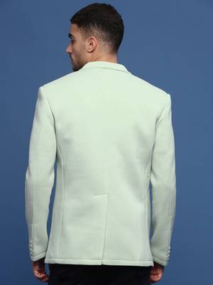 Showoff men's sea green slim fit single-breasted blazer 4