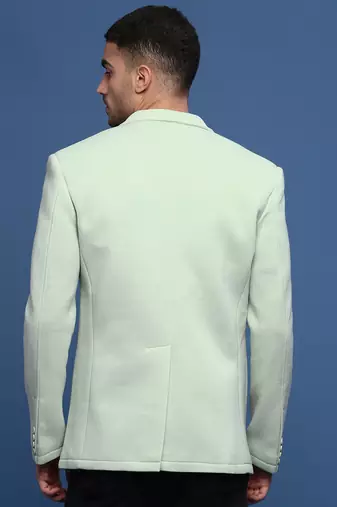 Showoff men's sea green slim fit single-breasted blazer