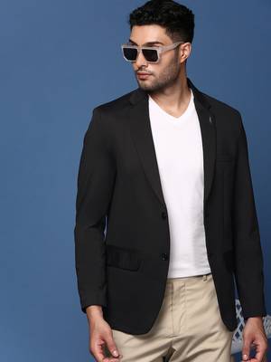 men's black slim fit single breasted blazer 1