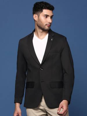 men's black slim fit single breasted blazer 2