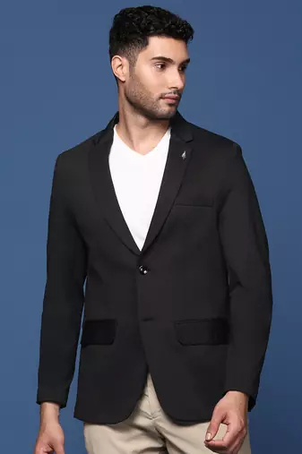 men's black slim fit single breasted blazer