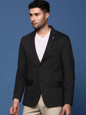 men's black slim fit single breasted blazer 3