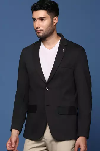 men's black slim fit single breasted blazer