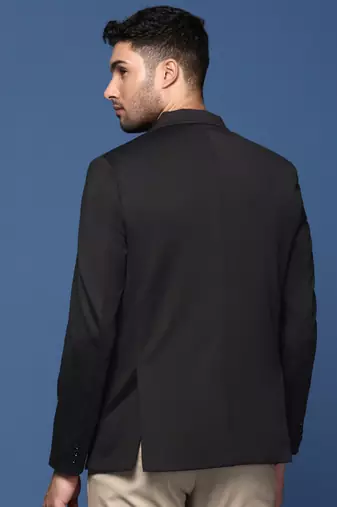 men's black slim fit single breasted blazer