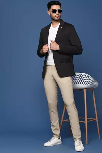 men's black slim fit single breasted blazer