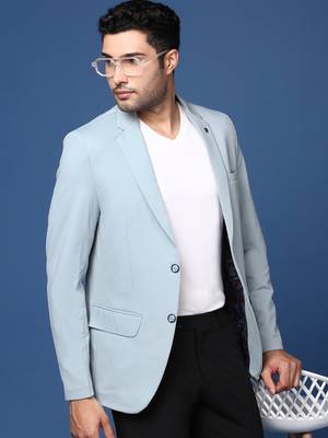 men's blue slim fit single breasted blazer 1