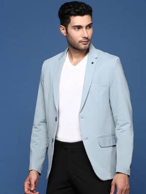 men's blue slim fit single breasted blazer 3