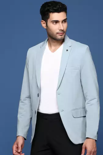 men's blue slim fit single breasted blazer