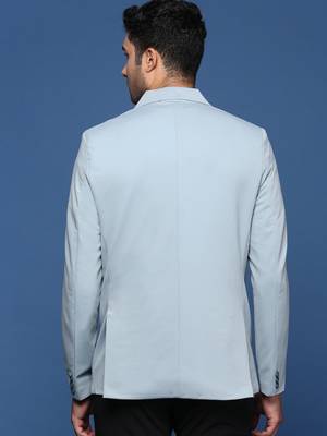 men's blue slim fit single breasted blazer 4