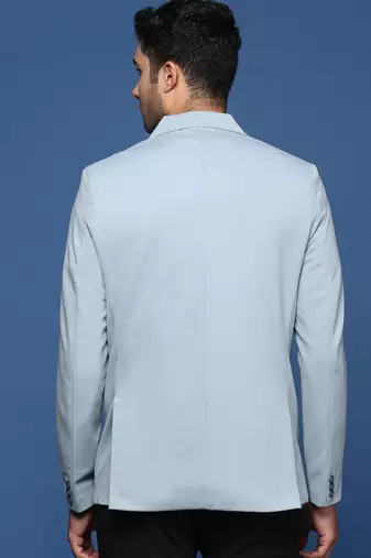 men's blue slim fit single breasted blazer