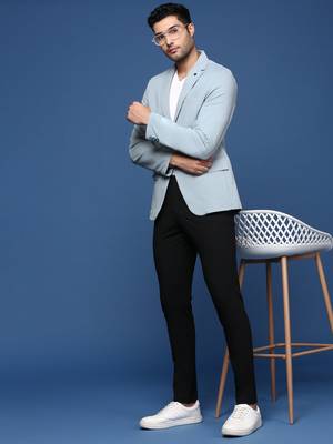 men's blue slim fit single breasted blazer 5