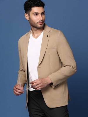 men's Beige slim fit single breasted blazer 1
