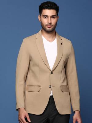 men's Beige slim fit single breasted blazer 2