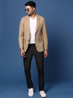 men's Beige slim fit single breasted blazer 5