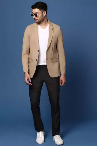 men's Beige slim fit single breasted blazer